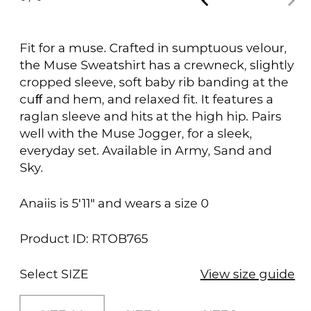 Raquel Allegra Muse Sweatshirt Velour Pullover Army Green $250 sz 2 - Picture 7 of 16
